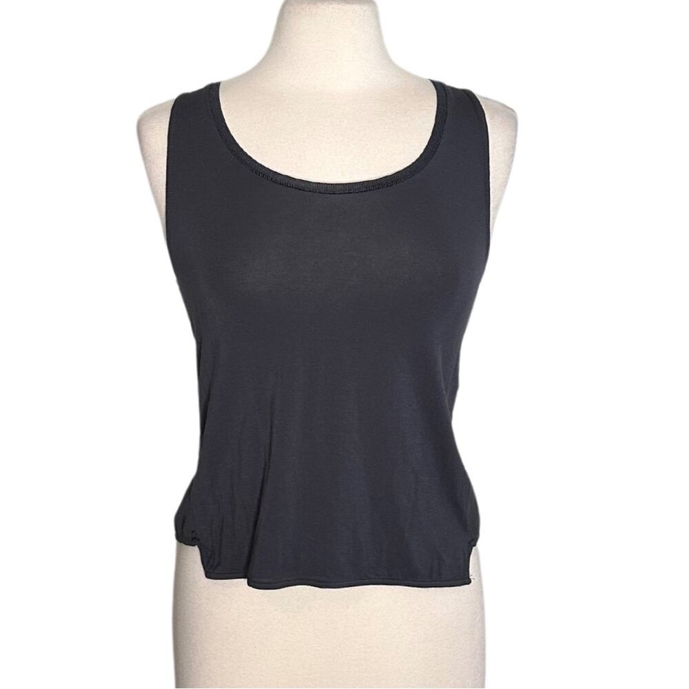 Zara Charcoal Cropped Rank Top Sheer Paneling Basic Layering Multimedia R20